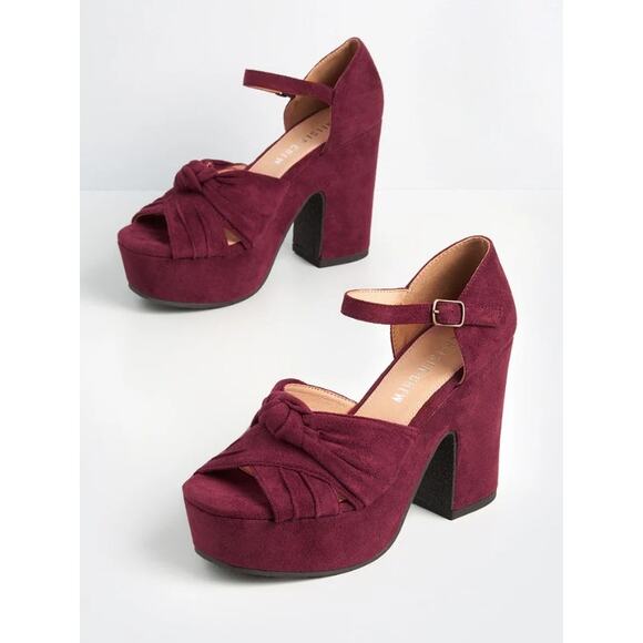 Chelsea Crew Get a Lift Burgundy Platform Heel Faux Suede Women’s size 40 - Picture 13 of 13